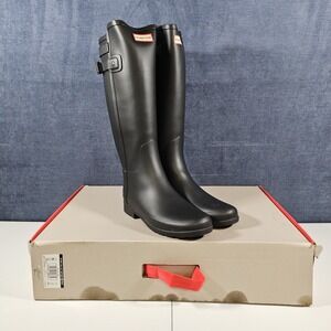 Hunter Original Tall Gloss Women's Refined Slim Black Rain Boots - Size 9 US